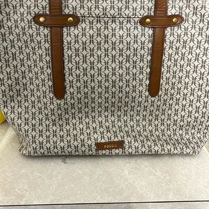 Fossil Brown and Cream Women's Tote Bag